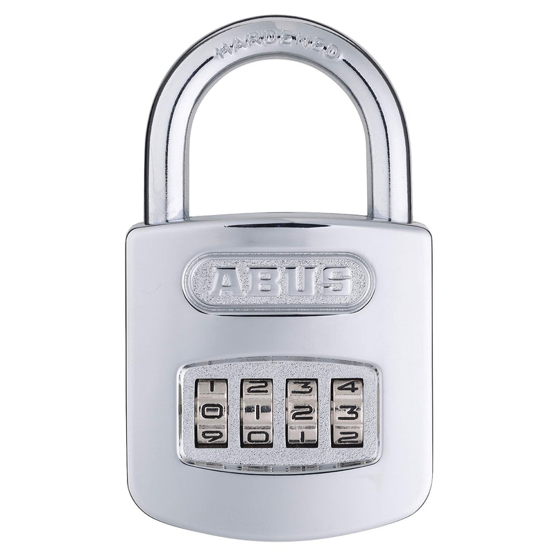  [AUSTRALIA] - ABUS 160/50 B 160 All Weather Chrome 4 Dial Combination Padlock, Black/Silver