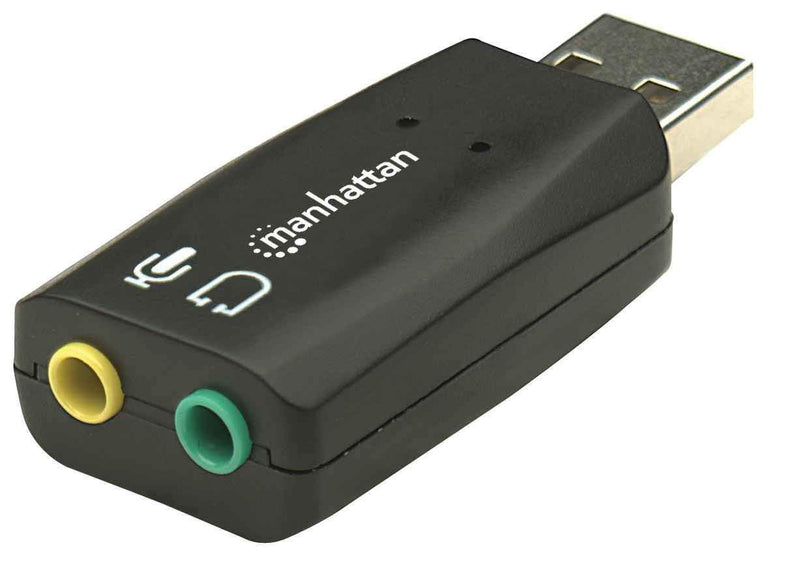  [AUSTRALIA] - Manhattan USB Audio Adapter External Stereo Sound Card - with 3.5mm Headphone and Microphone Jack - Plug and Play, No Drivers Needed, 3D Sound - for Windows and Mac – 3 Yr Mfg Warranty – 150859