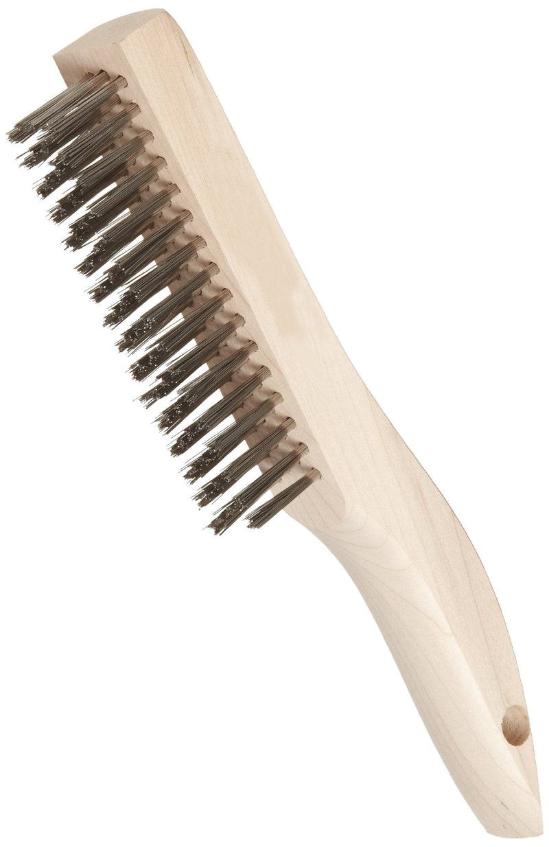  [AUSTRALIA] - Weiler 44064 0.012" Wire Size, 5" Brush Length, 10" X 1-1/8" Block Size, 4 X 16 No. Of Rows, 302 Stainless Steel Bristles, Hardwood Block, Shoe Handle Scratch Brush Handle Style 6 inches