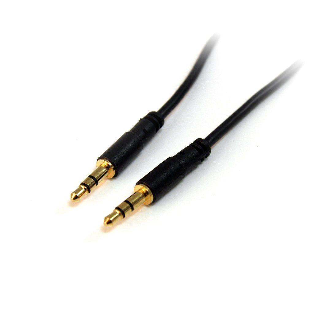 StarTech.com 15 ft. (4.6 m) 3.5mm Audio Cable - 3.5mm Slim Audio Cable - Gold Plated Connectors - Male/Male - Aux Cable (MU15MMS), Black 15ft Straight - LeoForward Australia