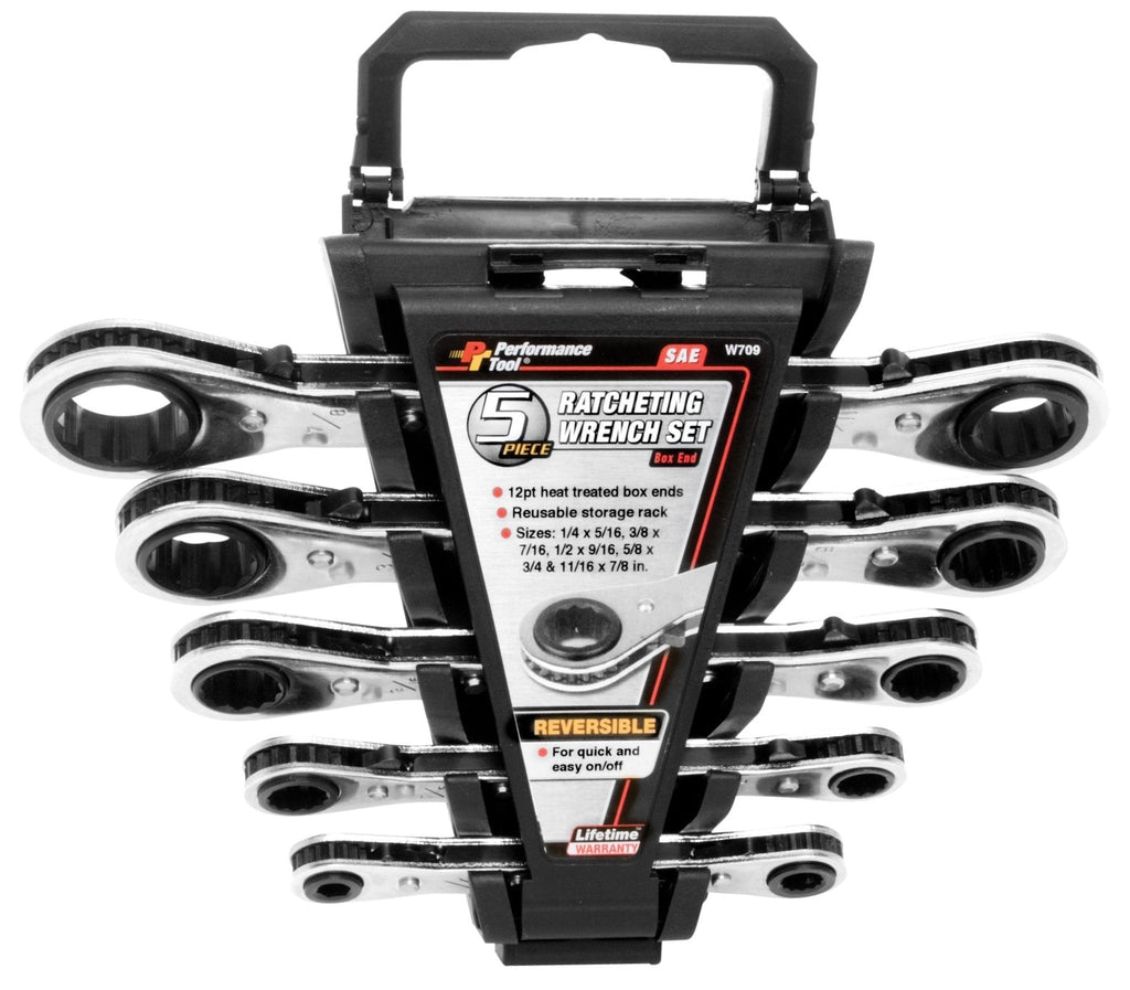  [AUSTRALIA] - Performance Tool W709 5-Piece SAE Ratcheting Wrench Set 5pc SAE Ratcheting Wrench Set