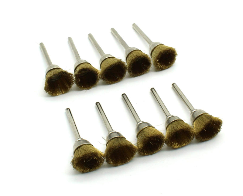  [AUSTRALIA] - TEMO 10 pc Brass Rotary 1/2 Inch Cup Wire Brush Wheel #536 with 1/8 Inch Shank Compatible for Dremel Rotary Tools Brass Cup