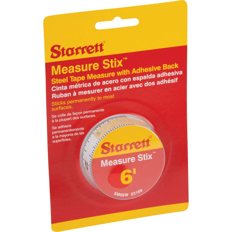  [AUSTRALIA] - Starrett Measure Stix, SM66W - Steel Measuring Tape Tool, 3/4” x 6’ with Permanent Adhesive Backing, Mount to Work Bench, Saw Table, Drafting Tables and More, Cut Down to Needed Size
