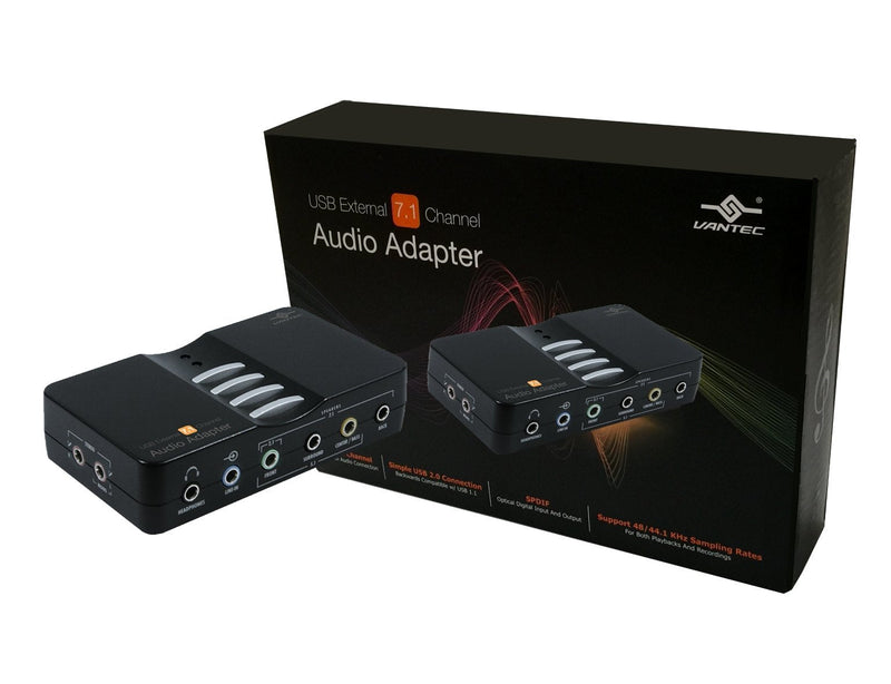  [AUSTRALIA] - Vantec NBA-200U USB External 7.1 Channel Audio Adapter (Black) USB 2.0 To 7.1 Channel Audio