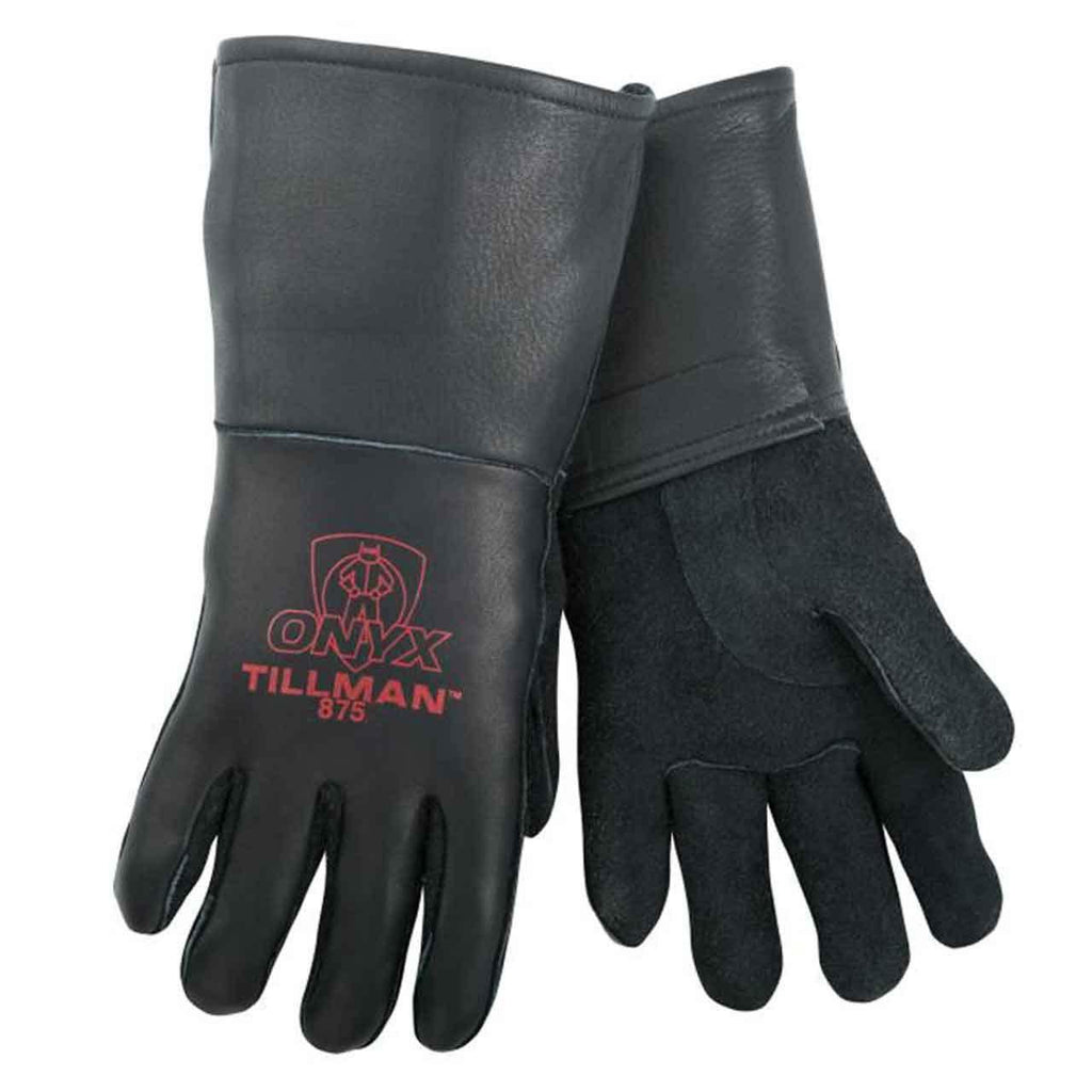  [AUSTRALIA] - Tillman 875 Onyx All Black Premium Top Grain Elkskin Welding Gloves, X-Large