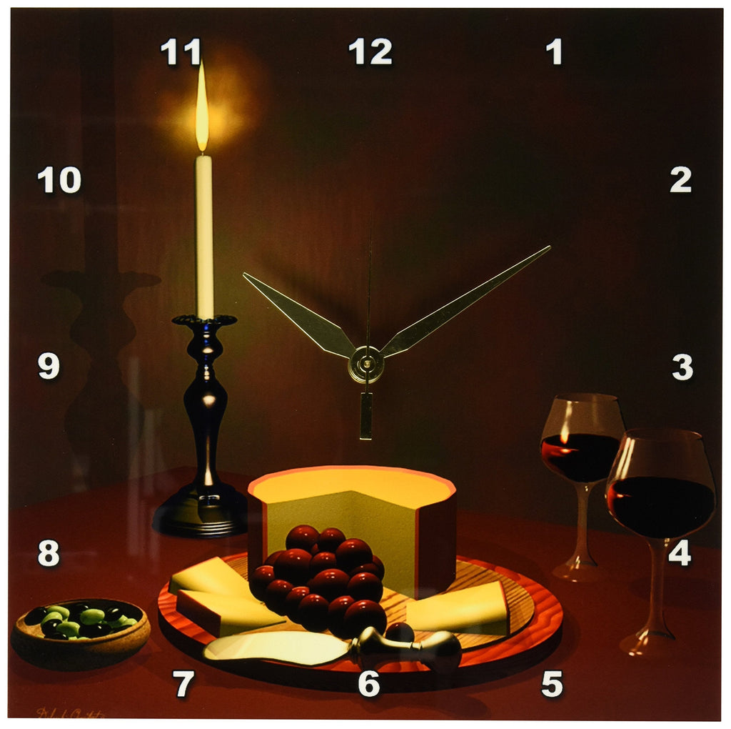 Dream Essence Designs This 3D Artwork Features Aged Cheese and Fine Wine Wall Clock, 10 by 10-Inch 10x10 Wall Clock - LeoForward Australia