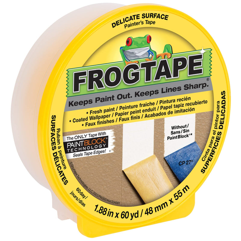  [AUSTRALIA] - FROGTAPE 280222 Delicate Surface Painter's Tape with PaintBlock, 1.88 inch width, Yellow 60 Yds Single Roll