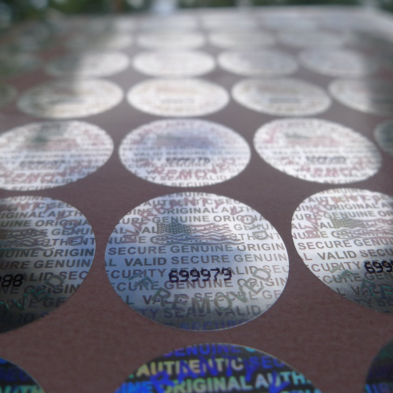 100 Round Bright Silver Hologram Sequentially Numbered Tamper Evident Security Labels/Stickers - LeoForward Australia