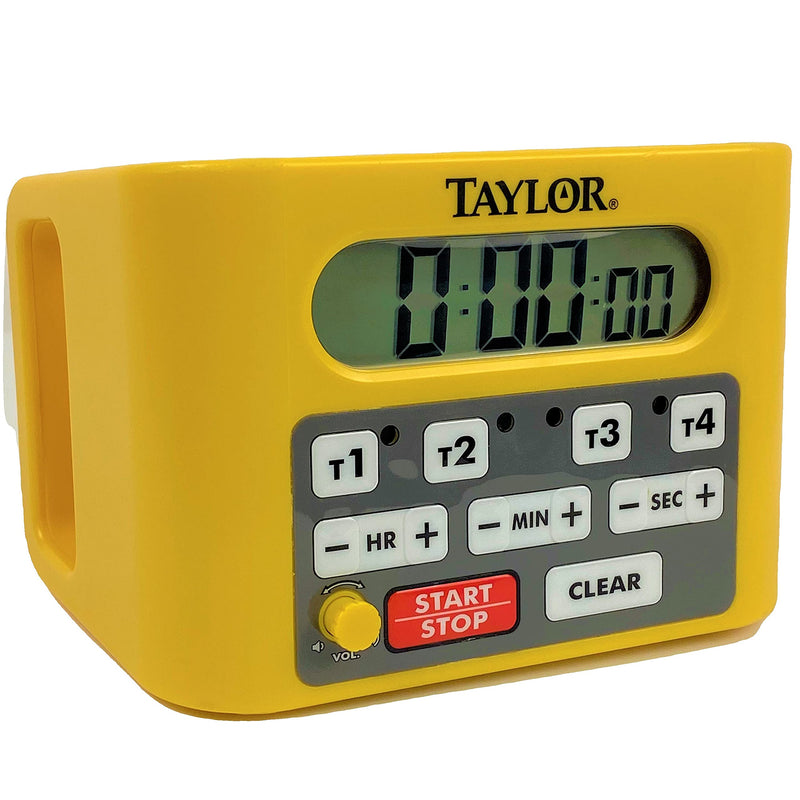 Taylor Precision Products 5839N Digital Timer, 4 Event Channel, 4.5" x 6.25", 10 -Hour for Commercial Kitchens, Yellow - LeoForward Australia