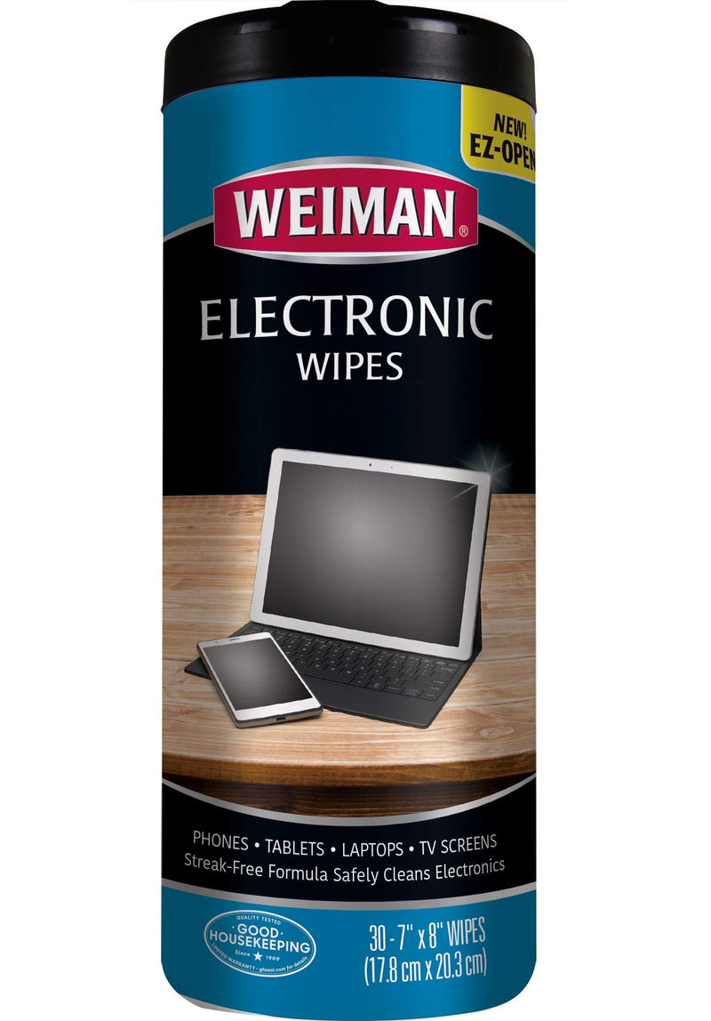  [AUSTRALIA] - Weiman Anti-Static E-Tronic Electronic Cleaning Wipes For LCD Screens, Computers, TVs, Tablets, E-readers, Smart Phones, Netbooks, and Touchscreens (30 Wipes)