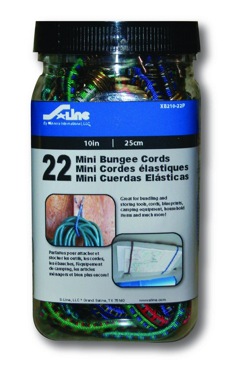  [AUSTRALIA] - S-Line XB210-22P Mini Bungee Cords 10-Inch, 22-Piece Jar