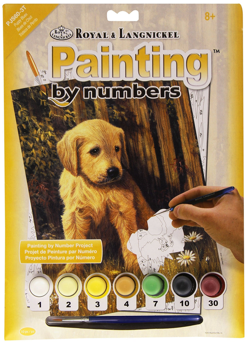 Royal & Langnickel 11 x 15 inch Puppy Blues Pre-Printed Paint by Number Painting Set - LeoForward Australia
