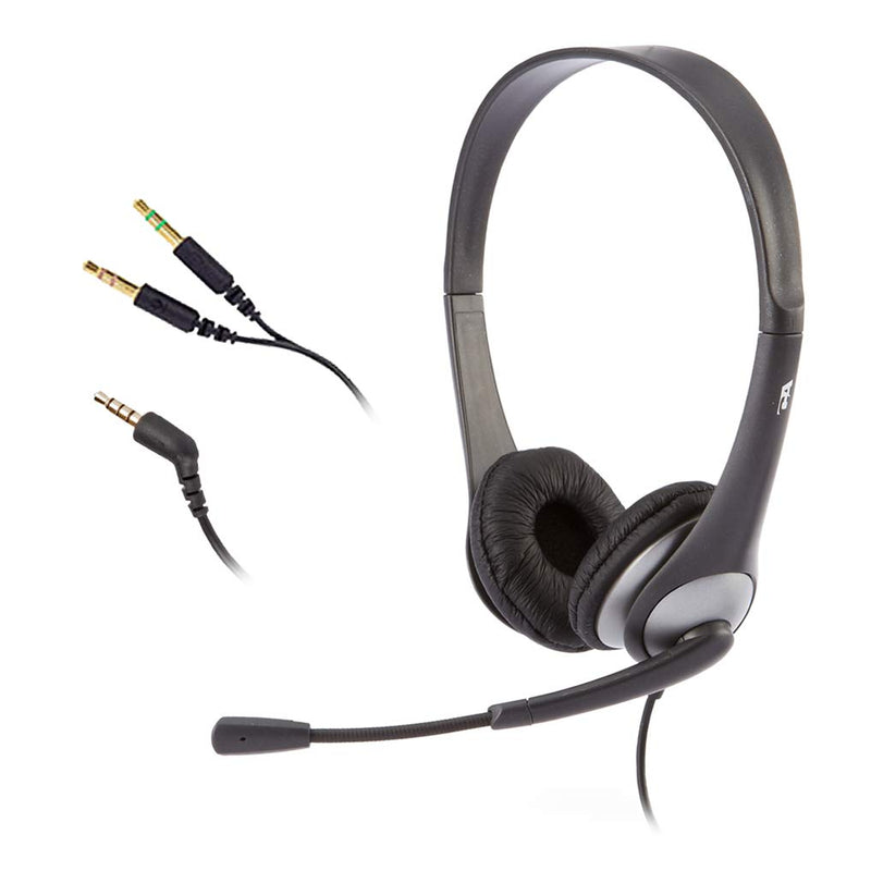  [AUSTRALIA] - Cyber Acoustics Stereo Headset, 3.5mm stereo & Y-adapter for separate Headphone & Mic Connection, K12 School Classroom and Education (AC-204)