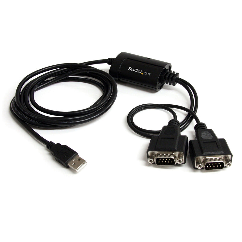  [AUSTRALIA] - StarTech.com USB to Serial Adapter - 2 Port - COM Port Retention - FTDI - USB to RS232 Adapter Cable - USB to Serial Converter (ICUSB2322F), Black USB 2.0