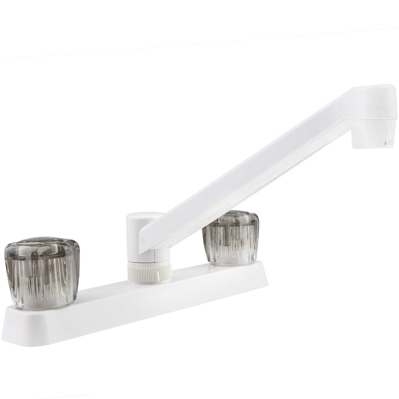  [AUSTRALIA] - Dura Faucet (DF-PK600S-WT) RV Kitchen Faucet with Smoked Acrylic Knobs (White) White