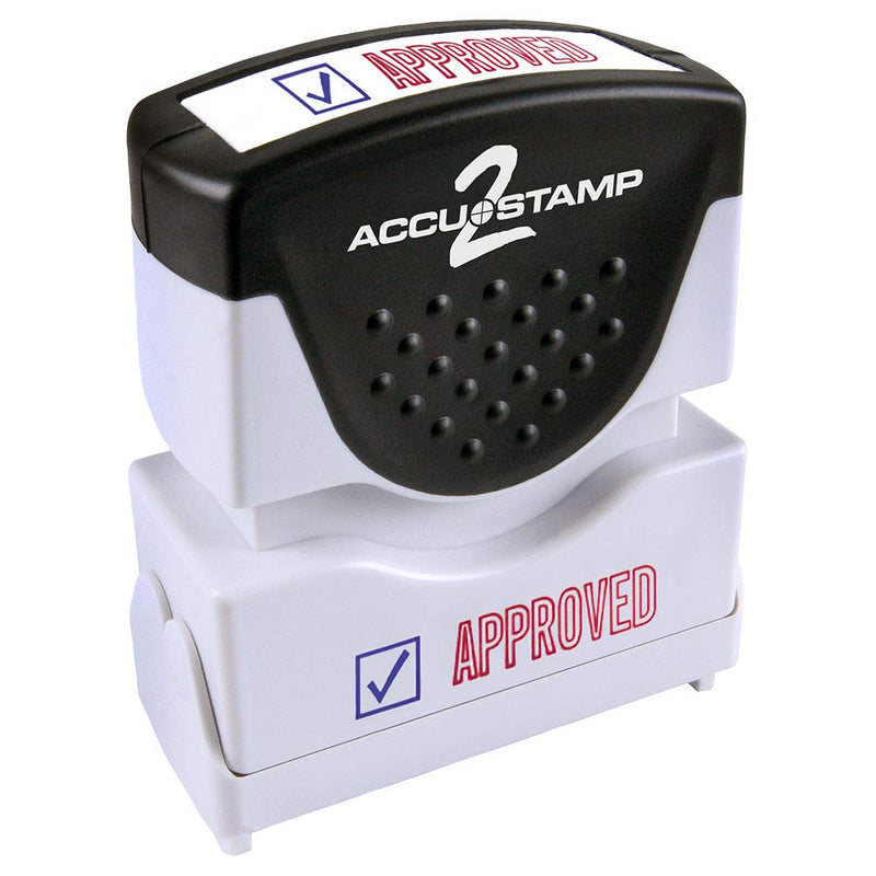  [AUSTRALIA] - ACCU-STAMP2 Message Stamp with Shutter, 2-Color, APPROVED, 1-5/8" x 1/2" Impression, Pre-Ink, Red and Blue Ink (035525)