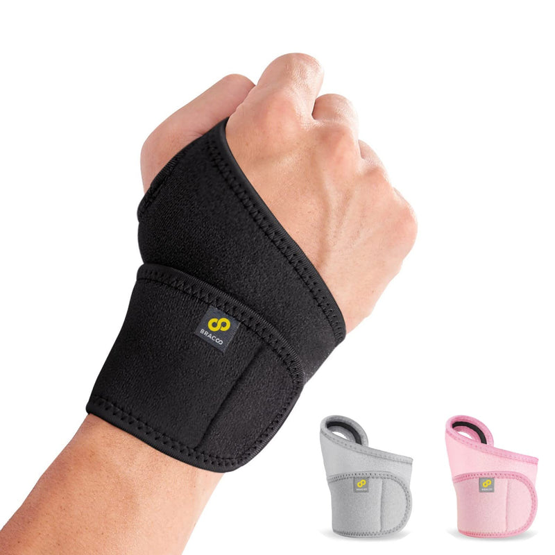 [AUSTRALIA] - Bracoo WS10 Wrist Support Brace, Hand Support, Adjustable Wrist Wrap Strap for Fitness, Weightlifting, Tendonitis, Carpal Tunnel Arthritis, Joint Pain Relief, Wrist Tendonitis – Fits Right and Left Hand Black