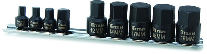  [AUSTRALIA] - Titan Tools 16141 Low Profile Stubby Metric Hex Bit Socket Set - 9 Pieces