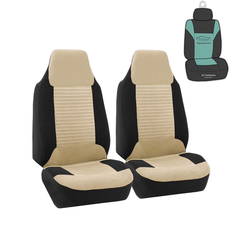  [AUSTRALIA] - FH-FB107102 Trendy Corduroy Bucket Seat Covers, Airbag compatible, Beige/Black color