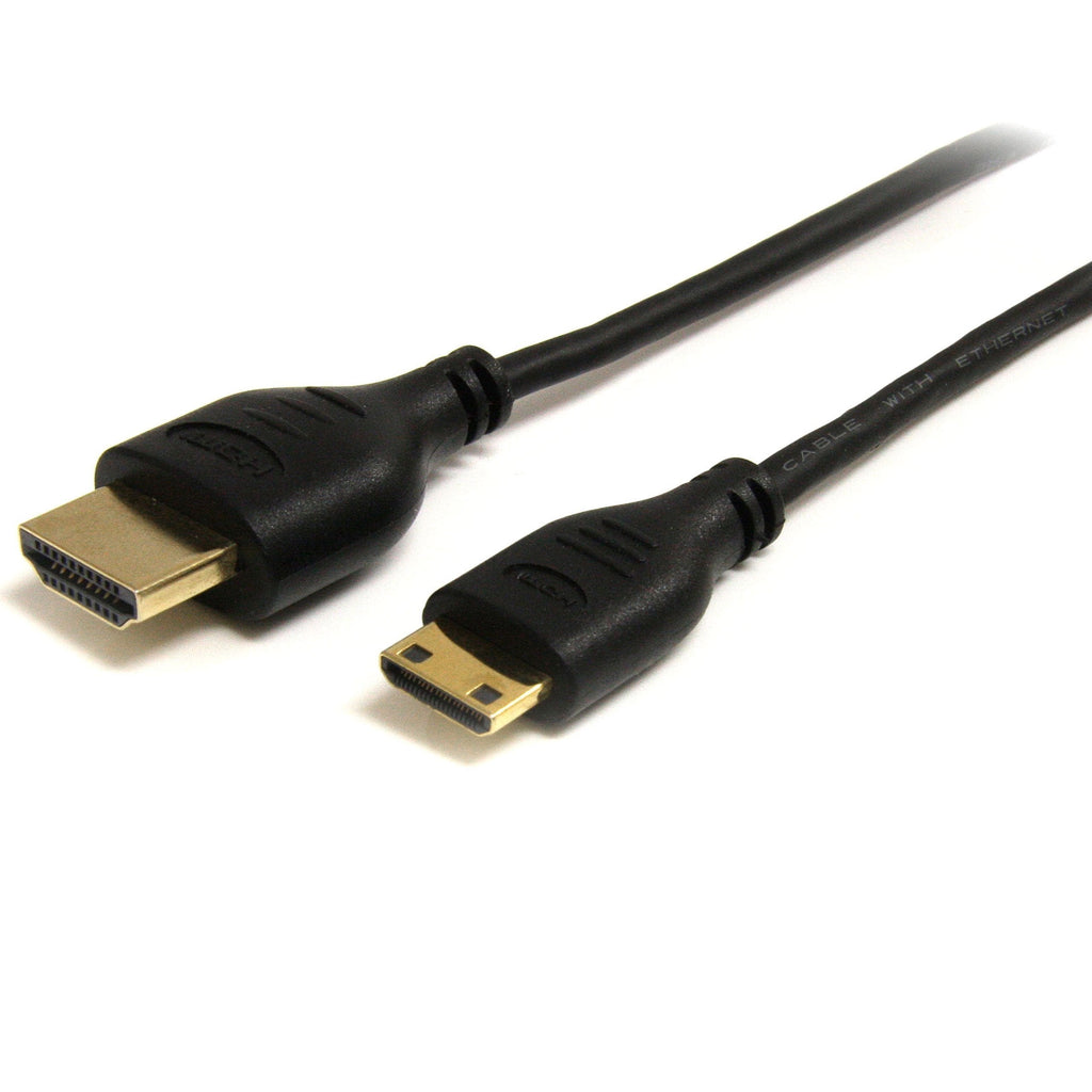 StarTech.com 3 ft Slim High Speed HDMI Cable with Ethernet - HDMI to HDMI Mini M/M (HDMIACMM3S),Black Standard 6 ft - LeoForward Australia