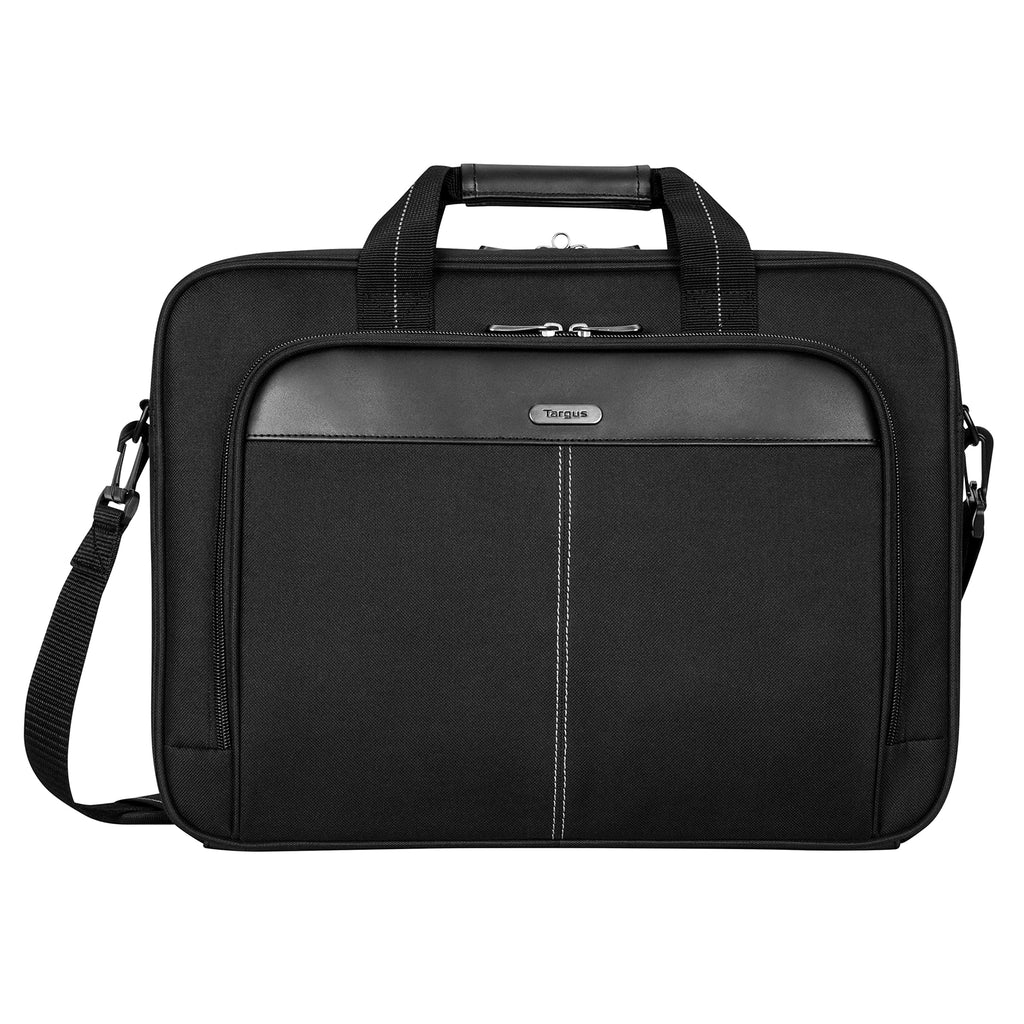 Targus Classic Slim Briefcase with Crossbody Shoulder Bag Design for the Business Professional Travel Commuter and Laptop Protection fits up to 15-16" Laptops, Black (TCT027US) - LeoForward Australia