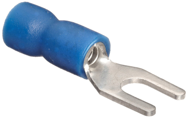 Morris Products 10132 Spade Terminal, Vinyl Insulated, Blue, 16-14 Wire Size, #6 Stud Size (Pack of 100) - LeoForward Australia