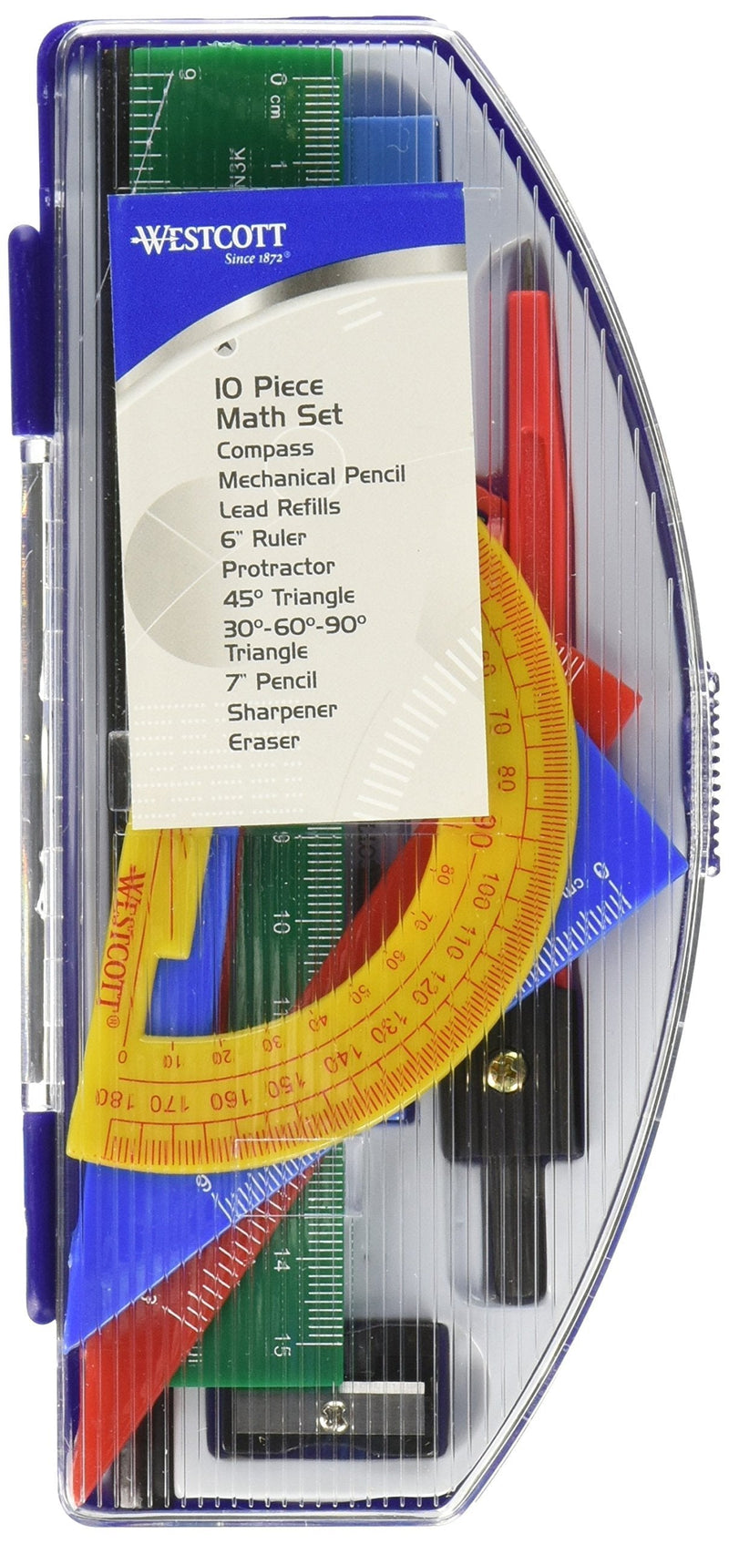 Westcott Ten Piece Math Tool Kit, Assorted Colors - LeoForward Australia