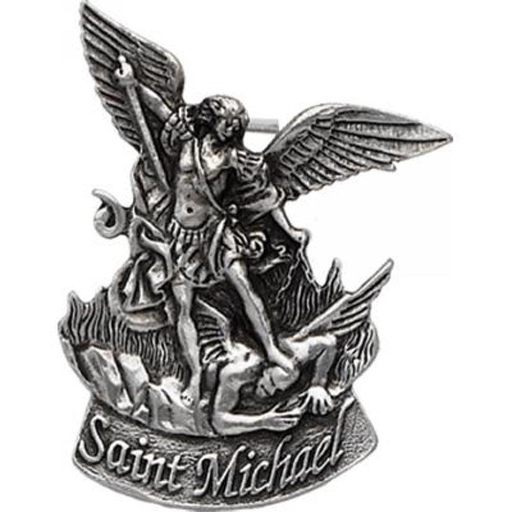  [AUSTRALIA] - Pewter Saint St Michael the Archangel Traveling Car Visor Clip, 2 Inch