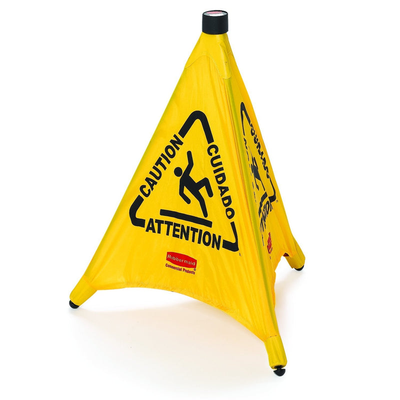  [AUSTRALIA] - Rubbermaid Commercial 20 Inch Multilingual "Wet Floor" Pop-Up Floor Cone, Yellow (FG9S0000YEL) Pop-Up Cones 20 IN
