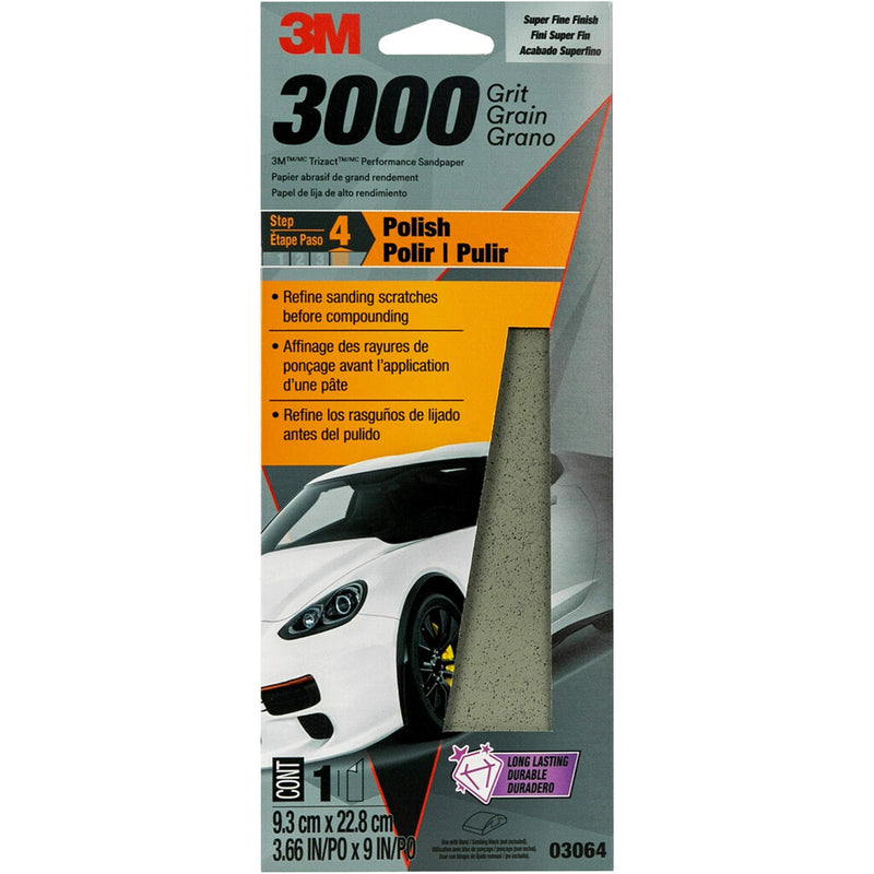  [AUSTRALIA] - 3M Trizact Performance Sandpaper, 03064, 3-2/3 in x 9 in, 3000 grit 3 2/3 in x 9 in