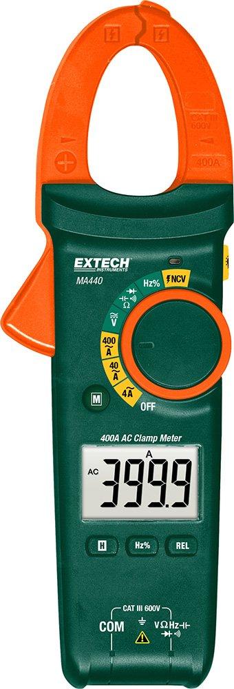 Extech MA440 Clamp Meter with Non-Contact Voltage Detector; 400A AC; 1.2" Jaw Size; Fits up to 500MCM; Relative Mode for Capacitance, Data Hold, Auto Power Off and Low Battery Indicator - LeoForward Australia