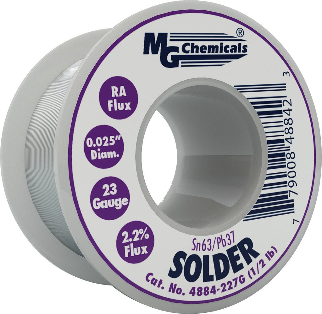  [AUSTRALIA] - MG Chemicals 63/37 Rosin Core Leaded Solder, 0.025" Diameter, 1/2 lbs Spool 1/2 Pound