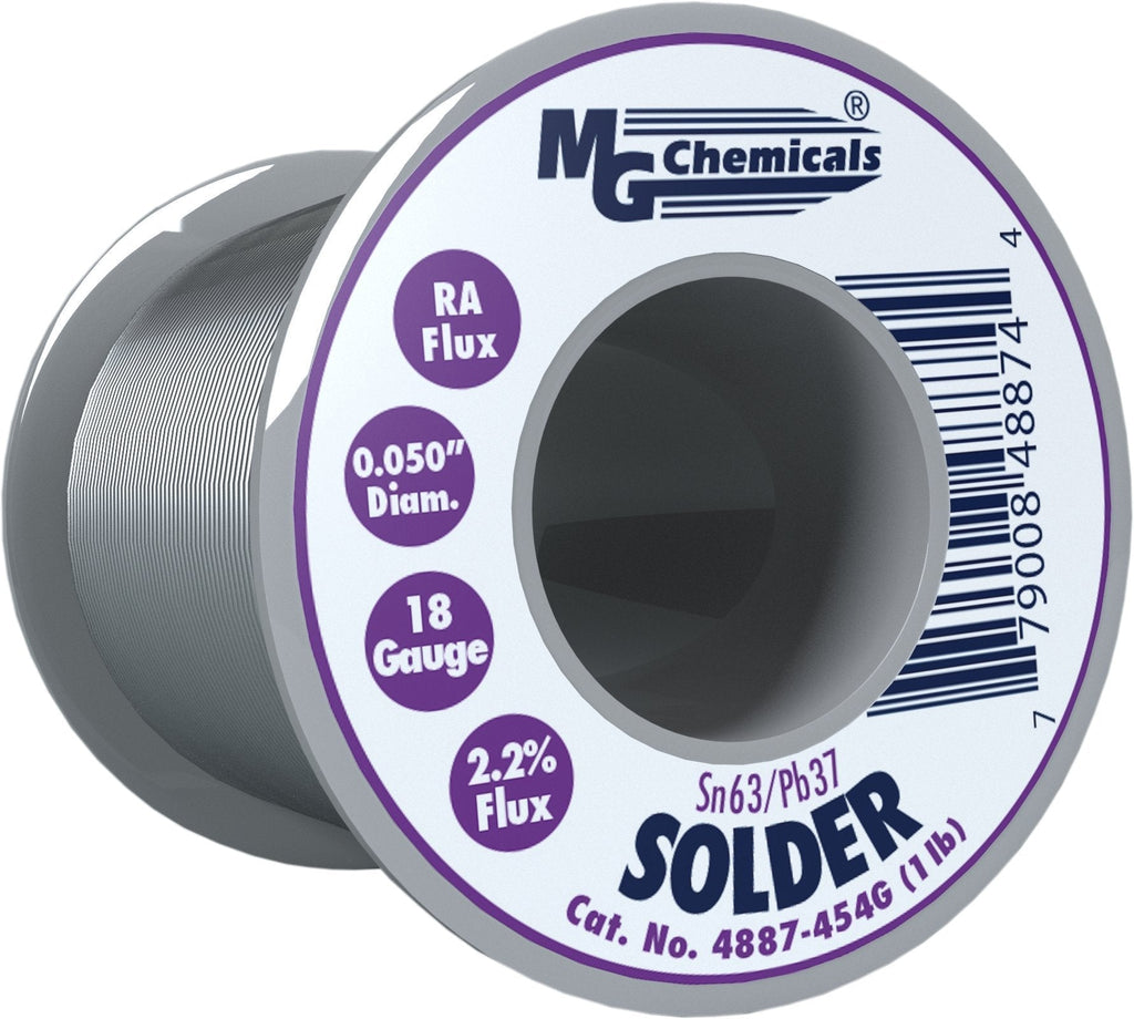  [AUSTRALIA] - MG Chemicals 63/37 Rosin Core Leaded Solder, 0.05" Diameter, 1 lb Spool 454G
