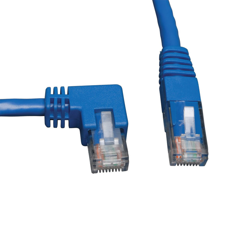  [AUSTRALIA] - Tripp Lite Cat6 Gigabit Molded Patch Cable (RJ45 Left Angle M to RJ45 M) Blue, 10-ft.(N204-010-BL-LA) 10 feet Left Angle Side