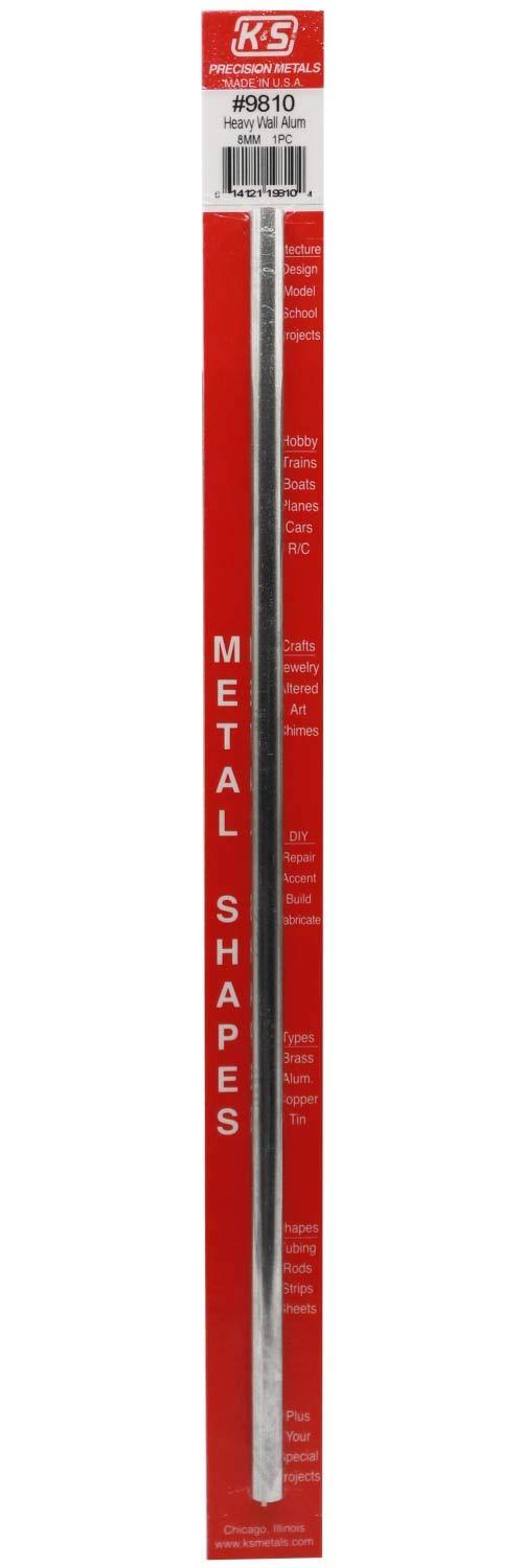K&S Precision Metals 9810 Heavy Wall Aluminum Tube, 8mm O.D. X .76mm Wall Thickness X 300mm Long, 1 Piece per Pack, Made in The USA - LeoForward Australia