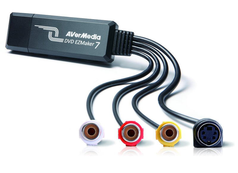  [AUSTRALIA] - AVerMedia EZMaker 7, USB Video Capture Card , Analog to Digital Recorder, RCA Composite, VHS to DVD, S-Video, Cyberlink Media Suite software, Support Windows 10, not Mac OS 10.13 (C039), Black,3.2 x 1.1 x 0.5 in (82 x 28.5 x 14 mm)