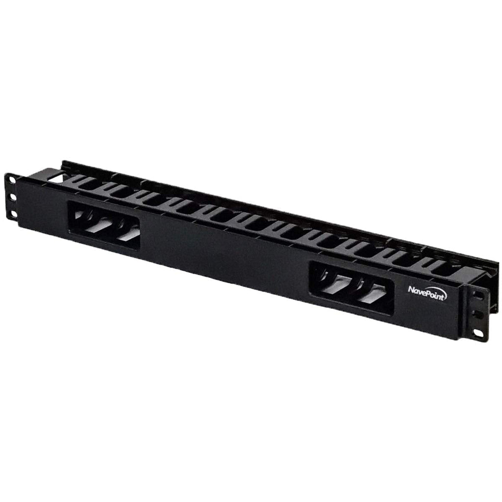  [AUSTRALIA] - NavePoint 1U Horizontal 19-Inch Rack Mount Cable Management Raceway Duct Panel with Cover Black
