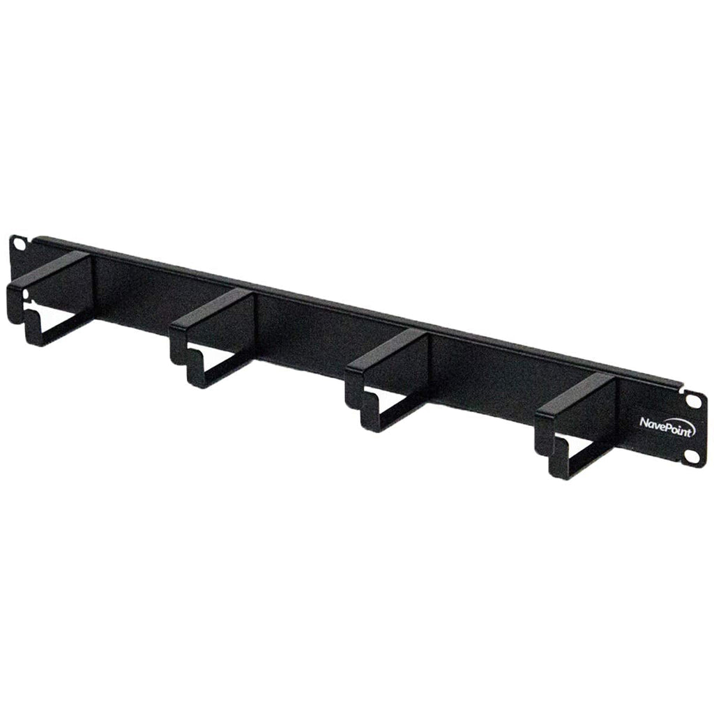  [AUSTRALIA] - NavePoint 1U Horizontal 19-Inch Rack Mount Cable Management Panel with 4 D-Rings 2-Inches Deep Black