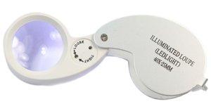 Pocket Loupe 40 X 25 Mm Magnifier Magnifying Glass Eye Lens Pieces with Illuminated Led Light and Case Chrome Finish - LeoForward Australia