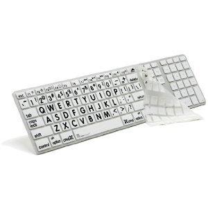 LogicKeyboard Apple Mac Ultra Thin White Keyboard LogicSkin Cover with Black Jumbo Print - LK-LPRNTBW-M89-US1 - LeoForward Australia