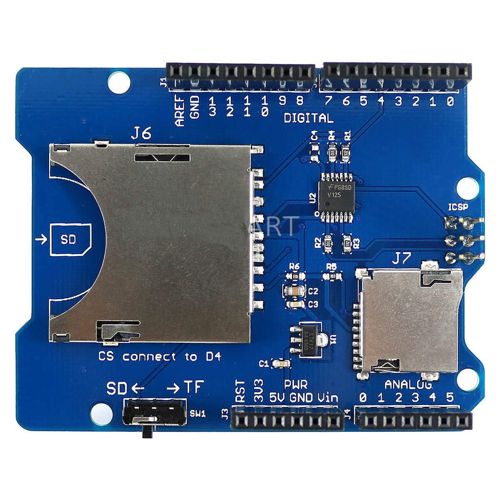 HiLetgo Stackable SD Card TF Card Micro SD Card SD/SDHC/Micro SD/Micro SDHC Card Reader Shield Multi-Functional SD Card Shield Module for Arduino UNO R3 MEGA2560 - LeoForward Australia