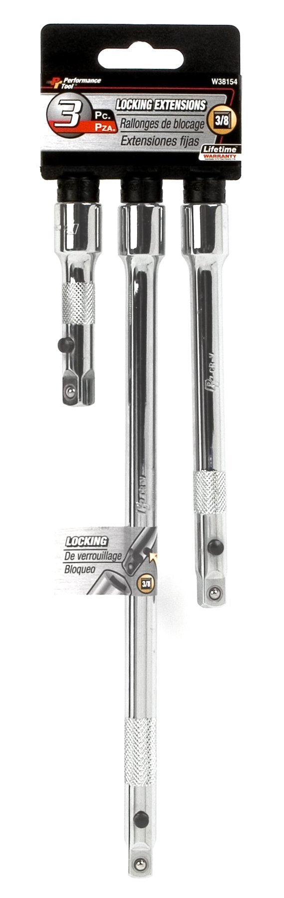  [AUSTRALIA] - Performance Tool W38154 3-Piece 3/8-Inch Drive Linkage Extension Set, 1-Pack 3pc 3/8" Dr Linkage Extension Set