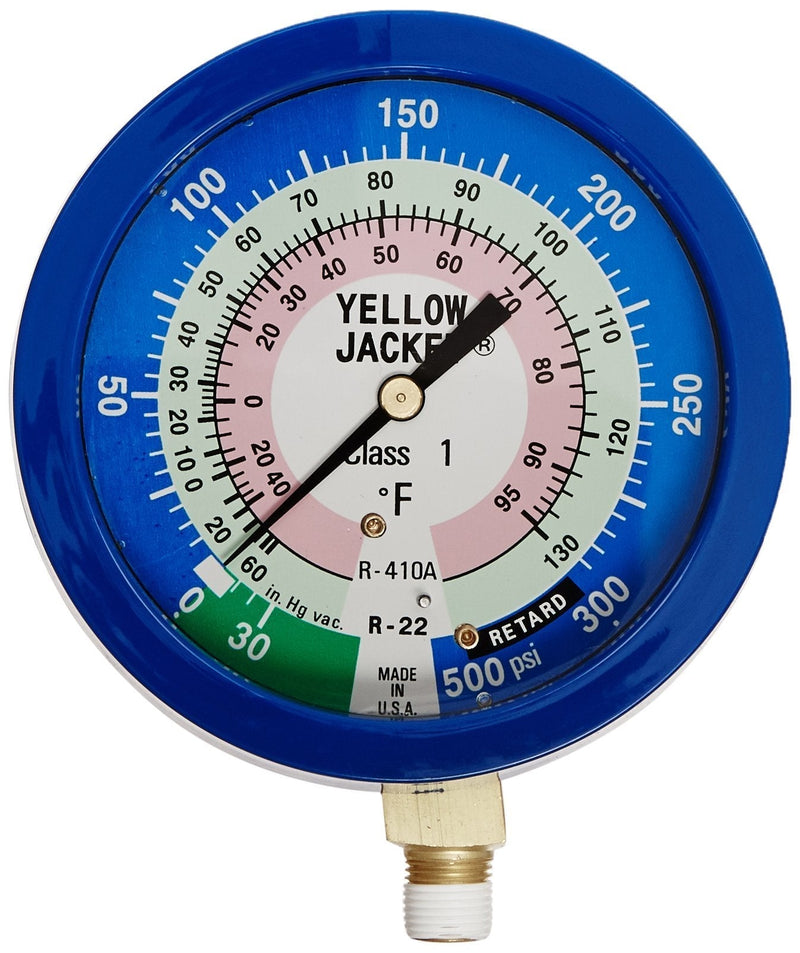  [AUSTRALIA] - Yellow Jacket 49516 3-1/2" L/F (Degrees F) Blue Compound Gauge, 30", 0-300 psi, R-22/410A