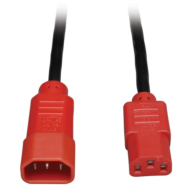 Tripp Lite Standard Computer Power Extension Cord 10A, 18AWG (IEC-320-C14 to IEC-320-C13 with Red Plugs) 4-ft.(P004-004-RD) - LeoForward Australia