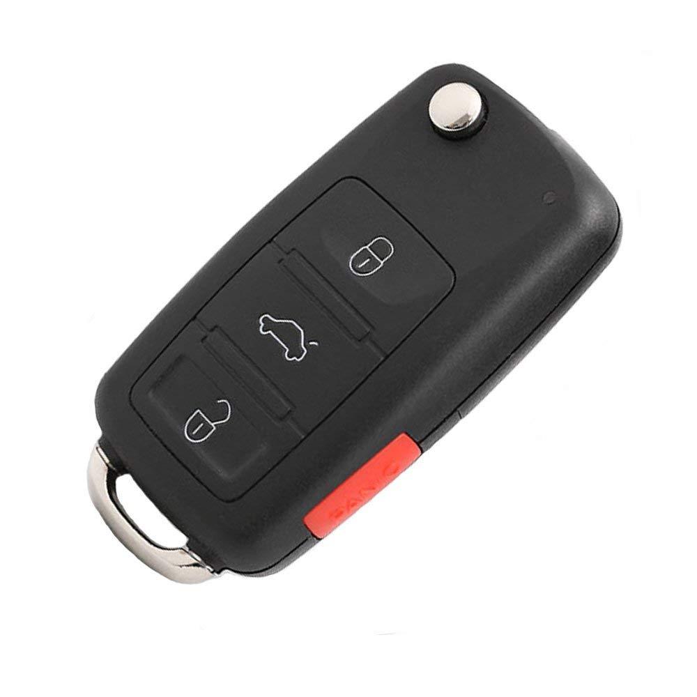  [AUSTRALIA] - KEMANI Uncut 4 Buttons Flip Remote Entry Key Fob Case Shell Repair For 2002-2011 VW Volkswagen Jetta Passat Golf Beetle No Chips