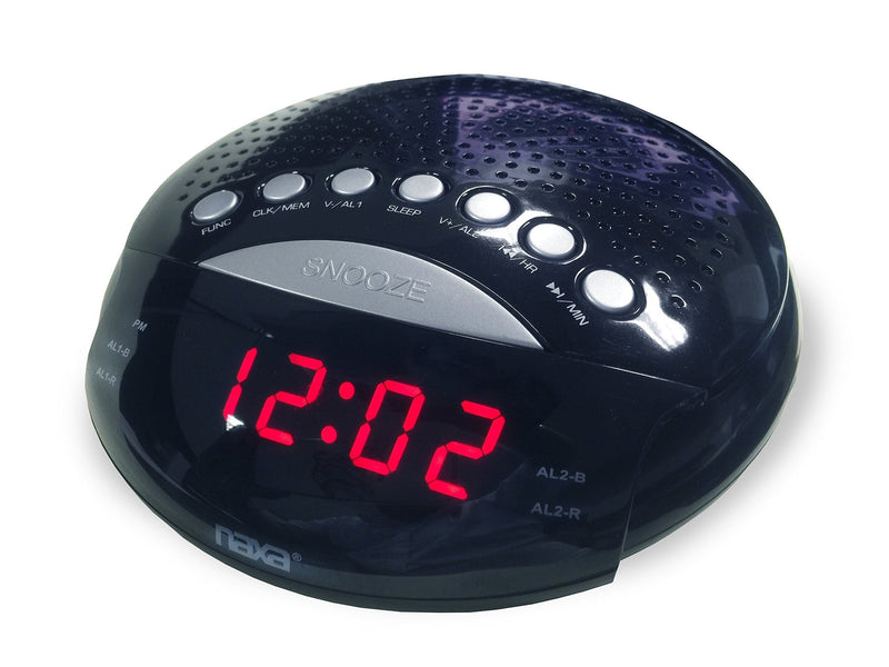 NAXA Electronics NRC-170 PLL Digital Dual Alarm Clock with AM/FM Radio and Snooze (Black Lacquer) - LeoForward Australia