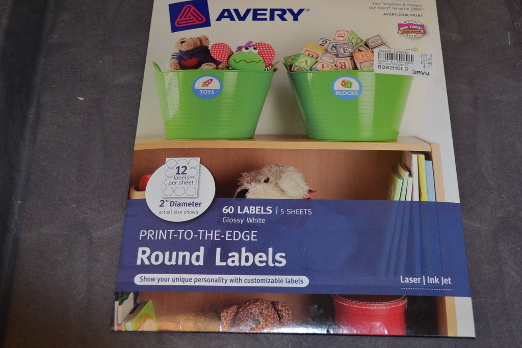 Avery Printable Round Labels with Sure Feed, 2" Diameter, Glossy White, 60 Customizable Labels (22817) - LeoForward Australia