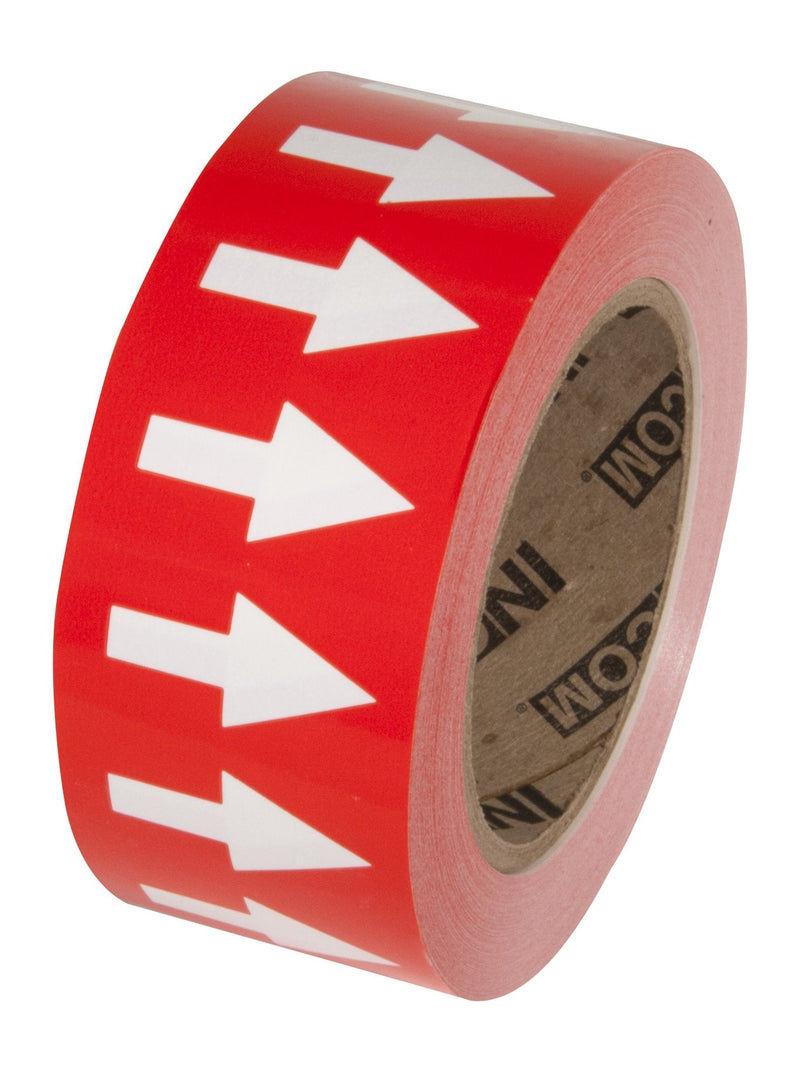  [AUSTRALIA] - INCOM Manufacturing: Directional Flow Arrow Pipe Identification Vinyl Marking Adhesive Tape, 2 inch x 108 ft, Red/White