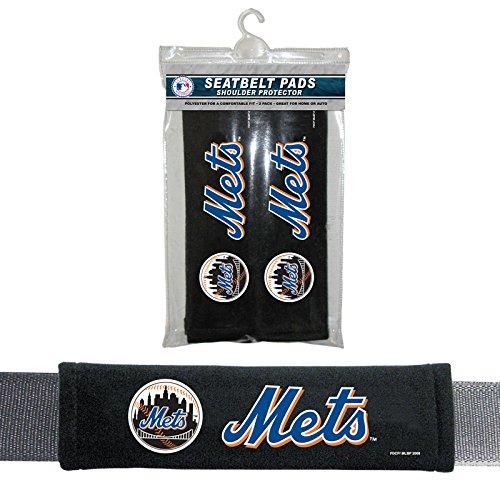  [AUSTRALIA] - MLB New York Mets Seat Belt Pad (Pack of 2), One Size, White
