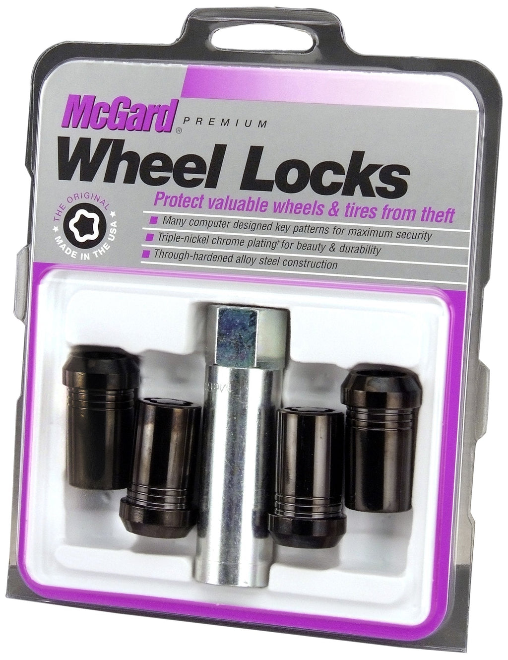  [AUSTRALIA] - McGard 25116 Wheel Lock Nuts TUNER Black M14 x 1,5, cone seat, Overall length 41,8 mm, Hex size 22mm, Key diameter 20,2 mm